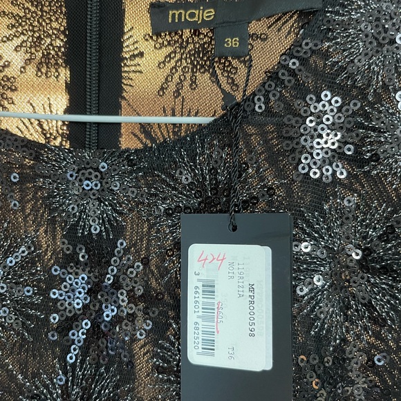 Maje Sparkly black and silver dress size 36 (US 2) - Picture 3 of 4